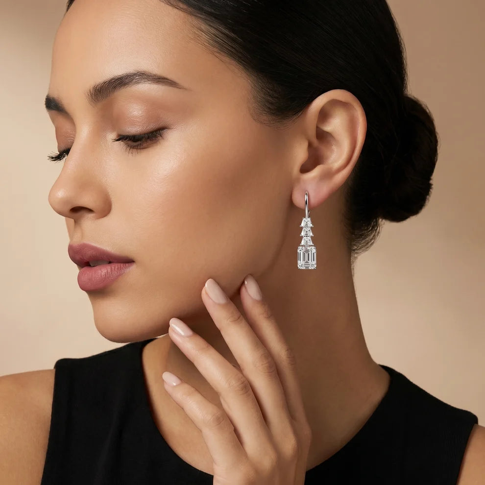 Celeste Emerald Diamond Drop Earrings