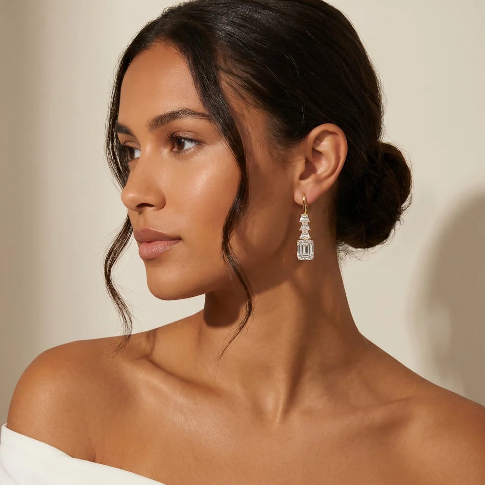 Celeste Emerald Diamond Drop Earrings
