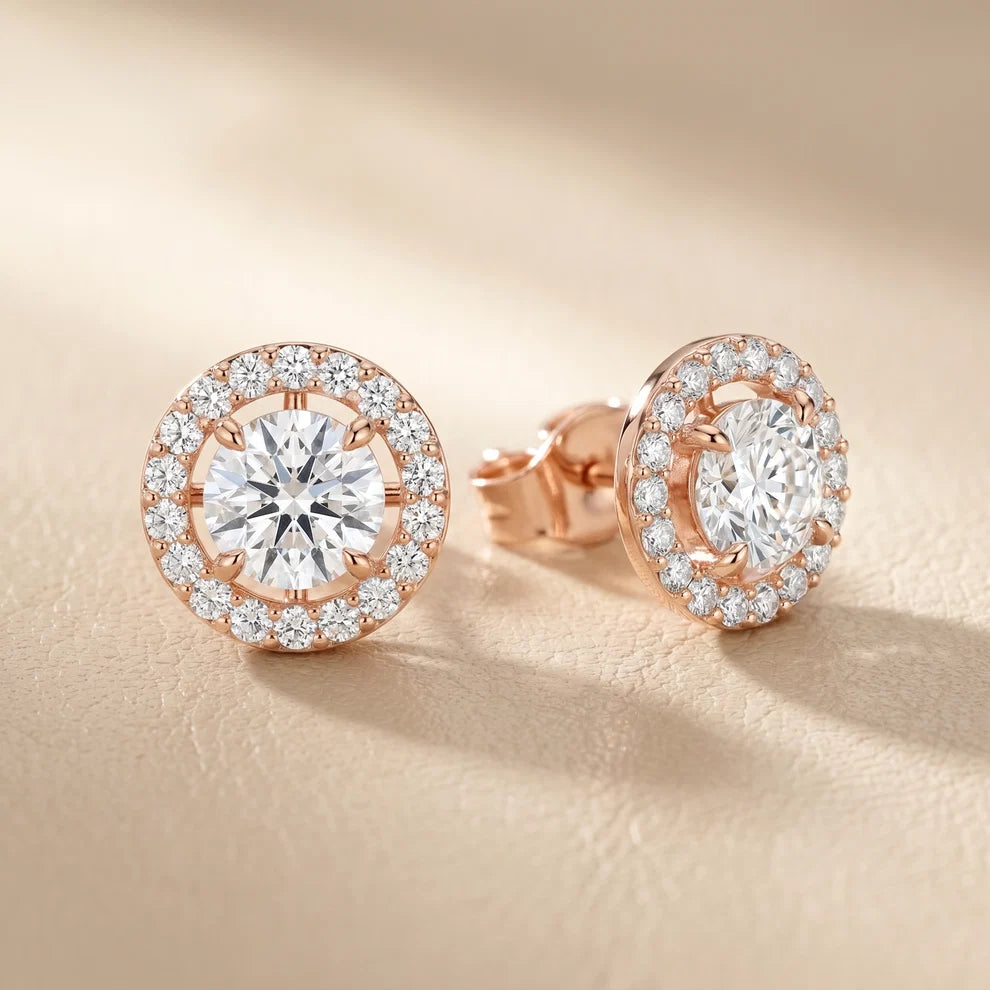 Eternal Light Halo Round Diamond Earrings