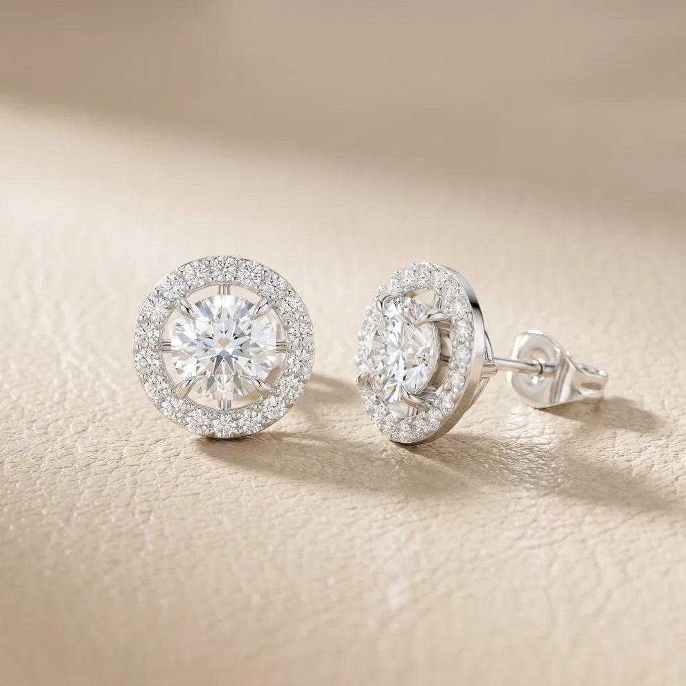 Eternal Light Halo Round Diamond Earrings