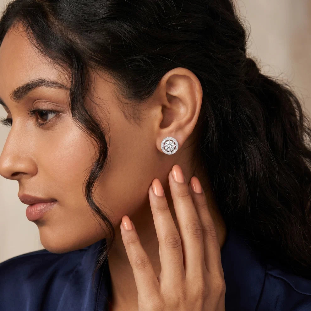 Eternal Light Halo Round Diamond Earrings