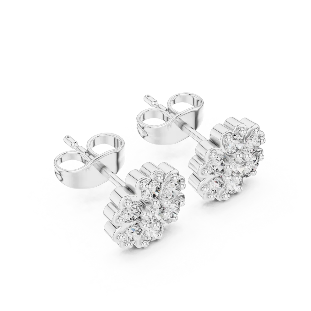 Luminous Daisy Cluster Round Diamond Earrings
