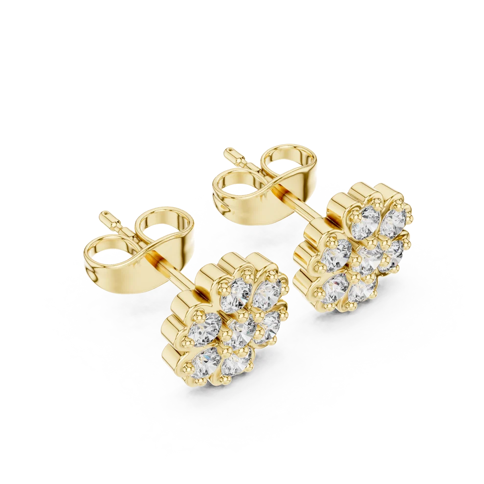 Luminous Daisy Cluster Round Diamond Earrings