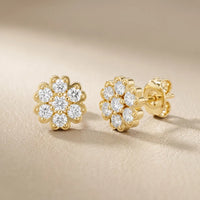 Luminous Daisy Cluster Round Diamond Earrings
