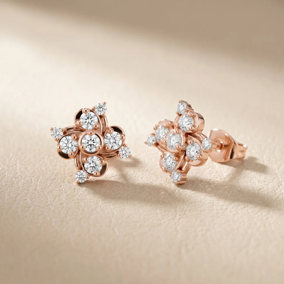 The Abstract Blossom Round Diamond Earrings
