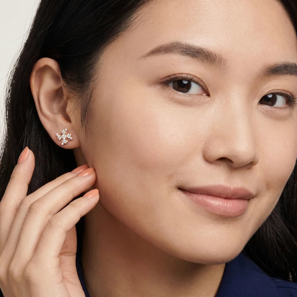 The Abstract Blossom Round Diamond Earrings