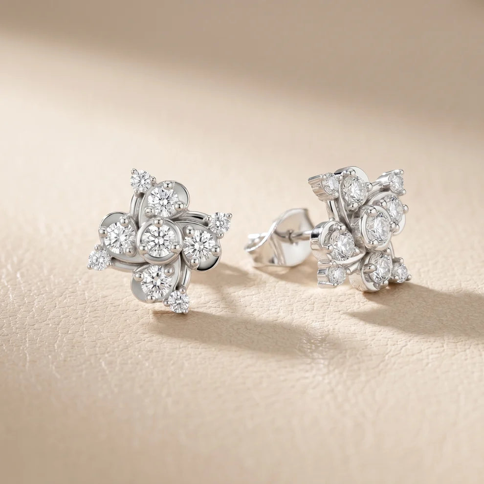 The Abstract Blossom Round Diamond Earrings