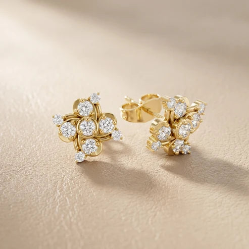 The Abstract Blossom Round Diamond Earrings