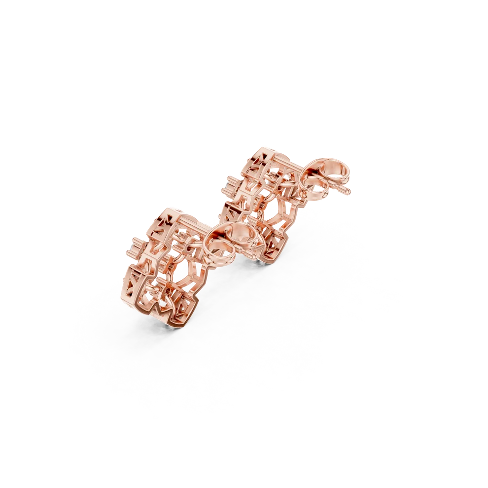 Structural Clover Round Diamond Earrings