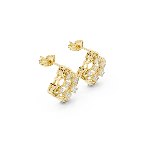 Structural Clover Round Diamond Earrings