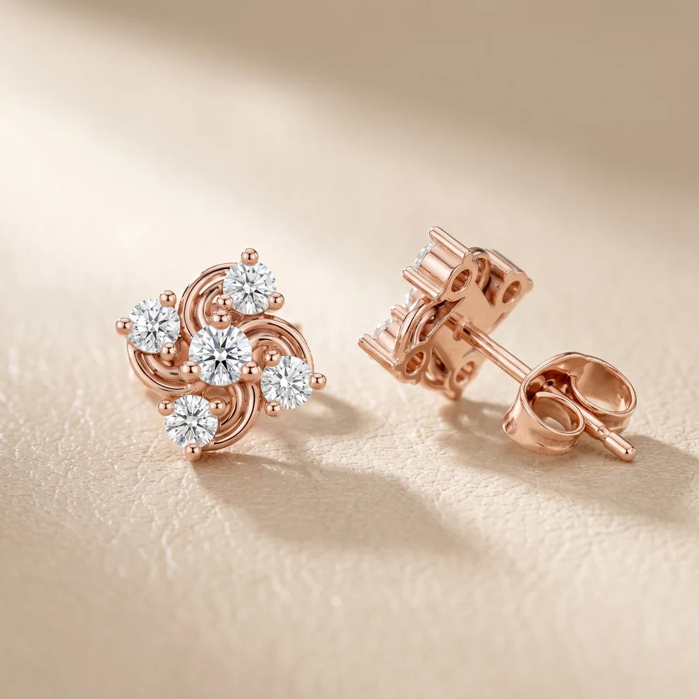 Celestial Swirl Round Diamond Earrings