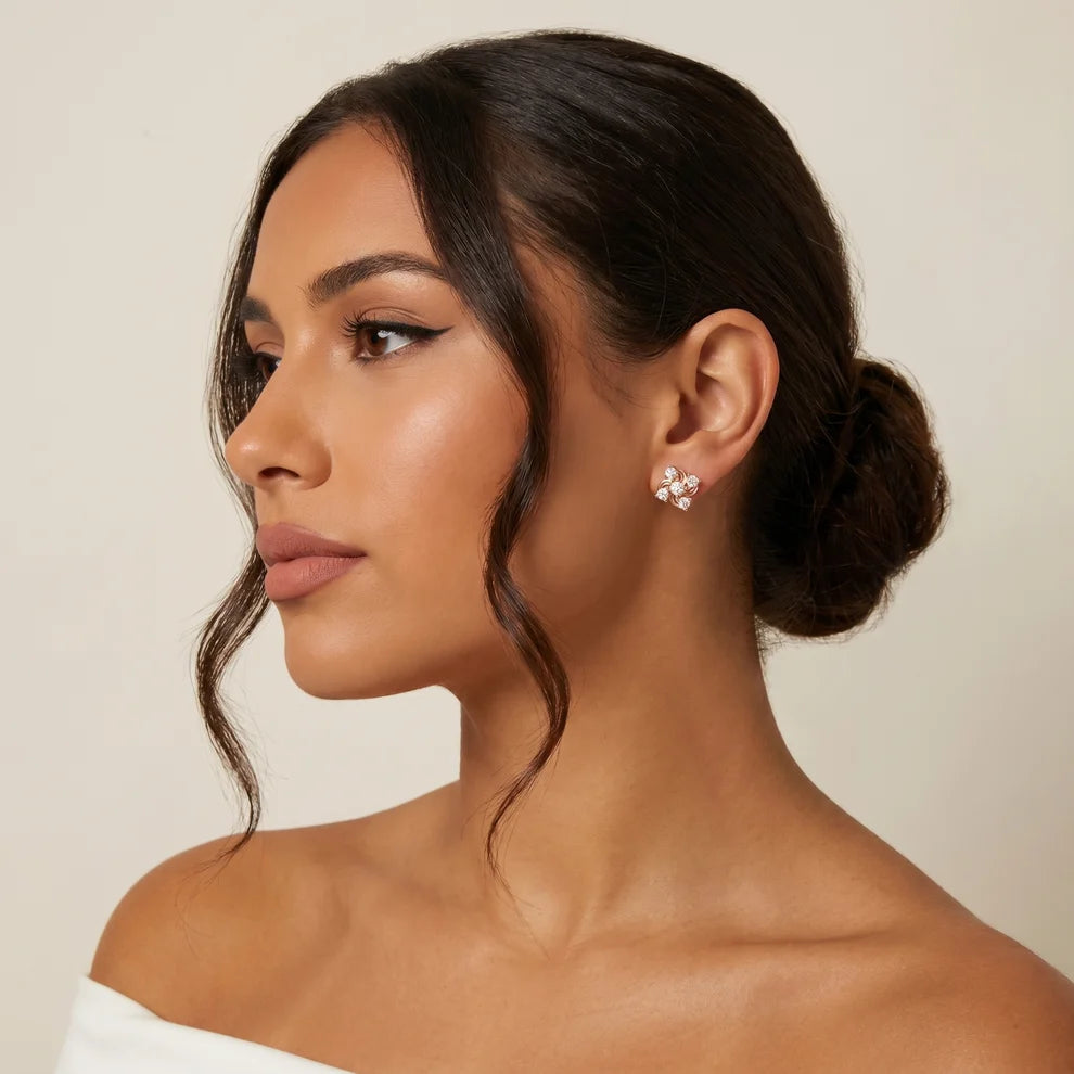 Celestial Swirl Round Diamond Earrings