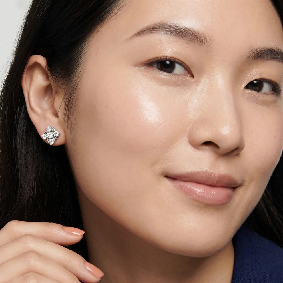 Celestial Swirl Round Diamond Earrings