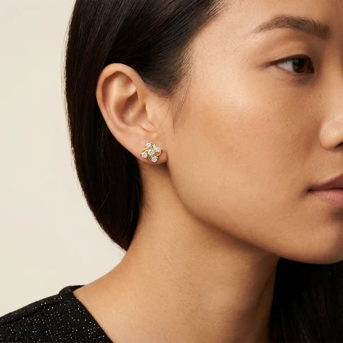 Celestial Swirl Round Diamond Earrings