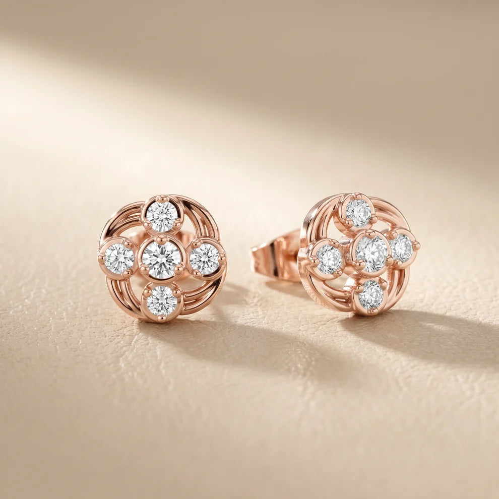 Woven Radiance Round Diamond Earrings