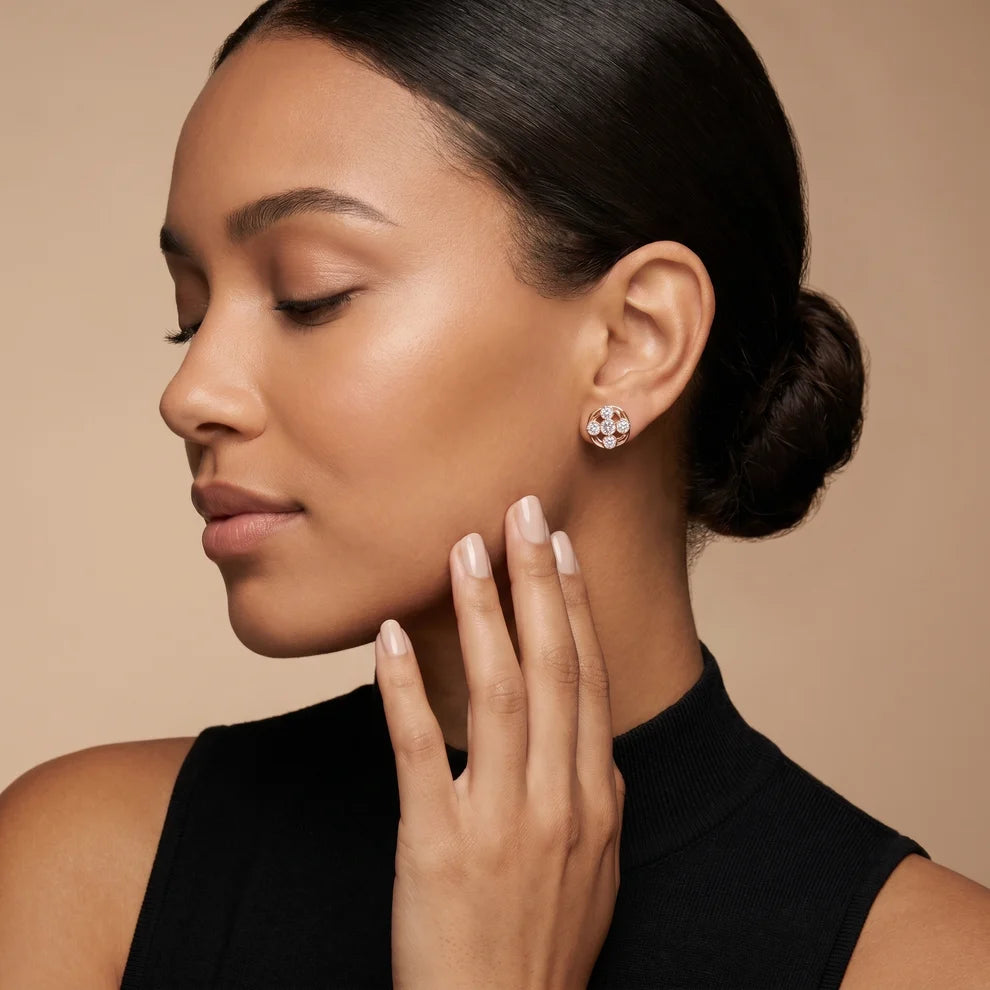 Woven Radiance Round Diamond Earrings