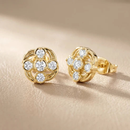 Woven Radiance Round Diamond Earrings