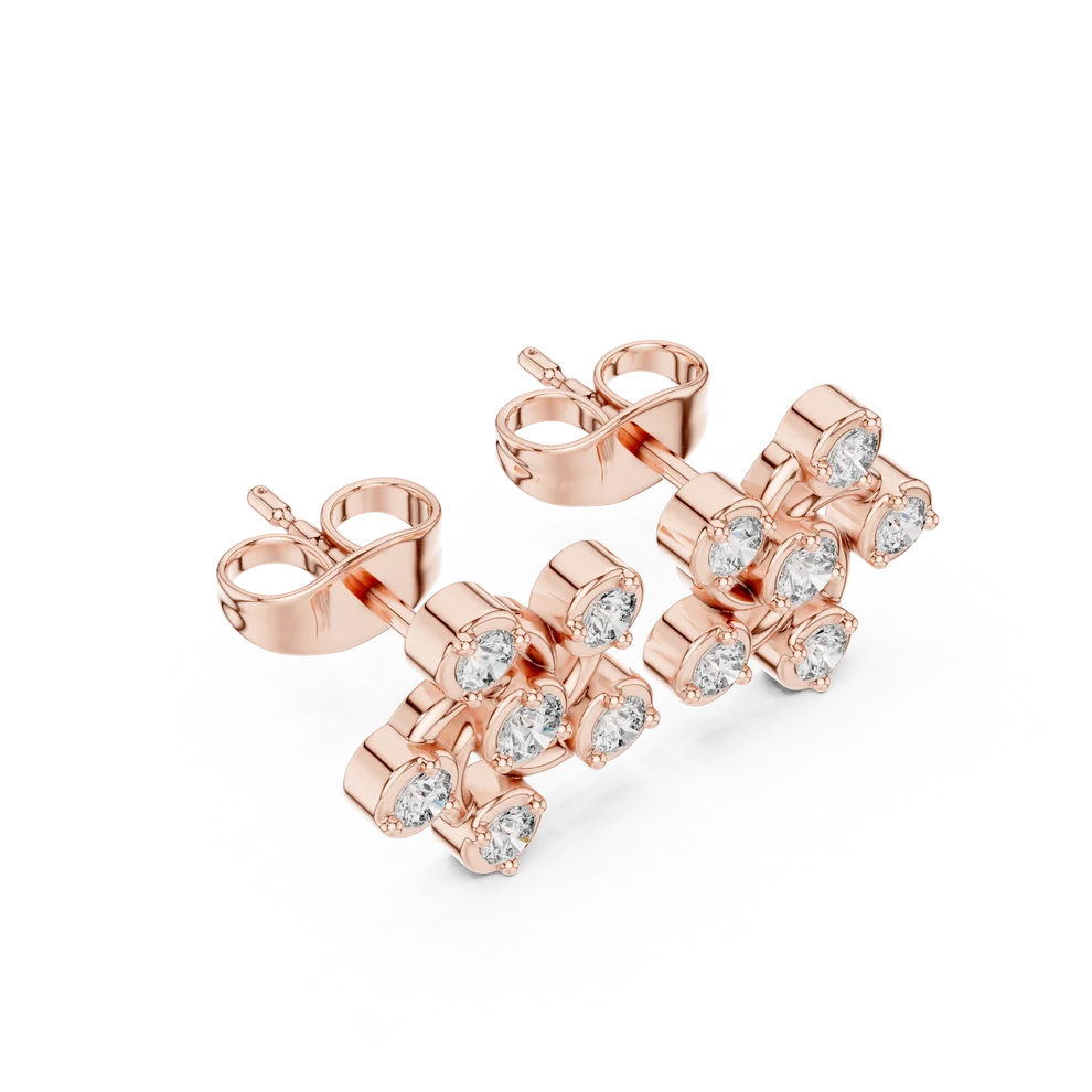 Celestia Pinwheel Round Diamond Earrings