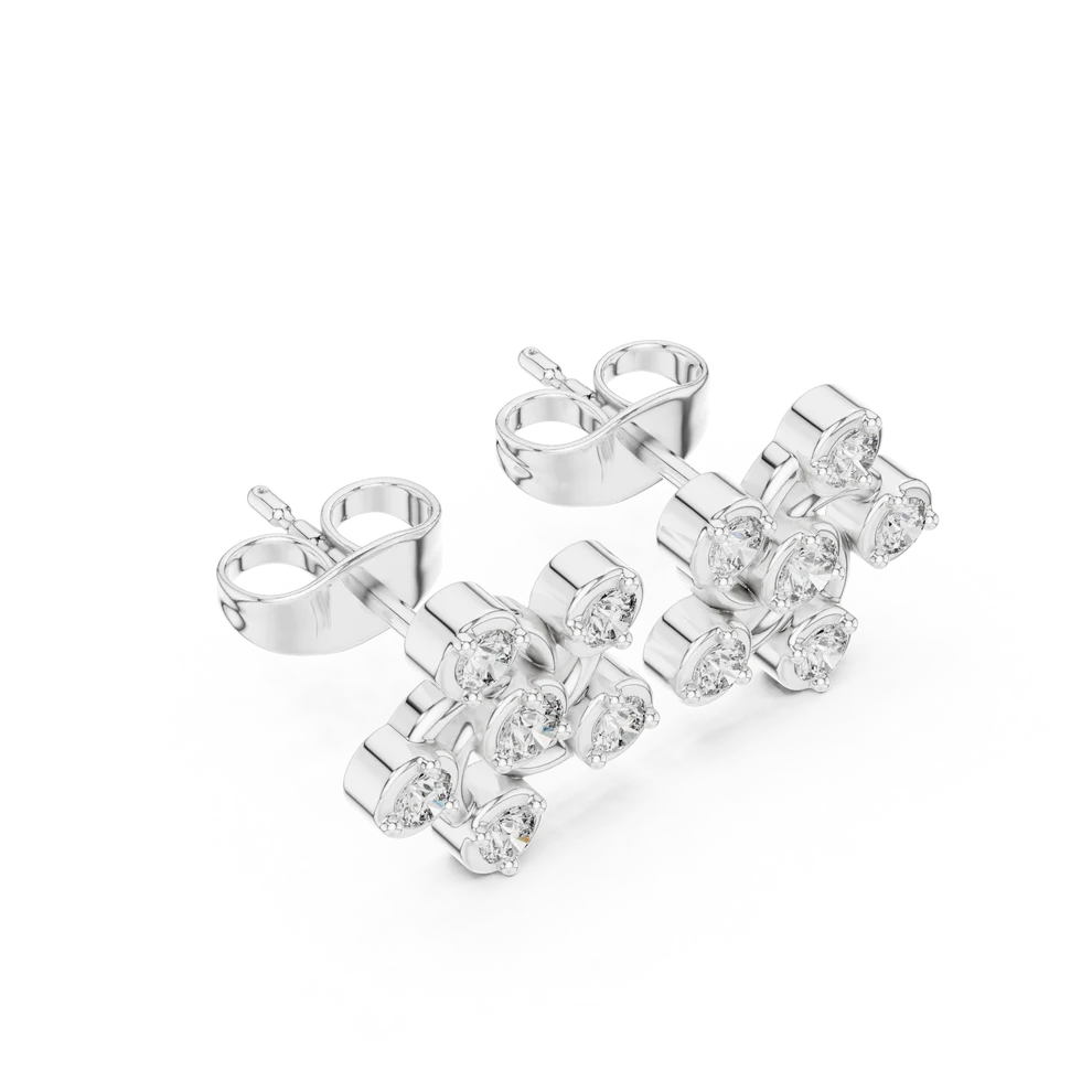 Celestia Pinwheel Round Diamond Earrings