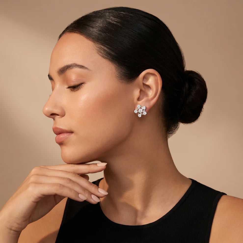 Celestia Pinwheel Round Diamond Earrings