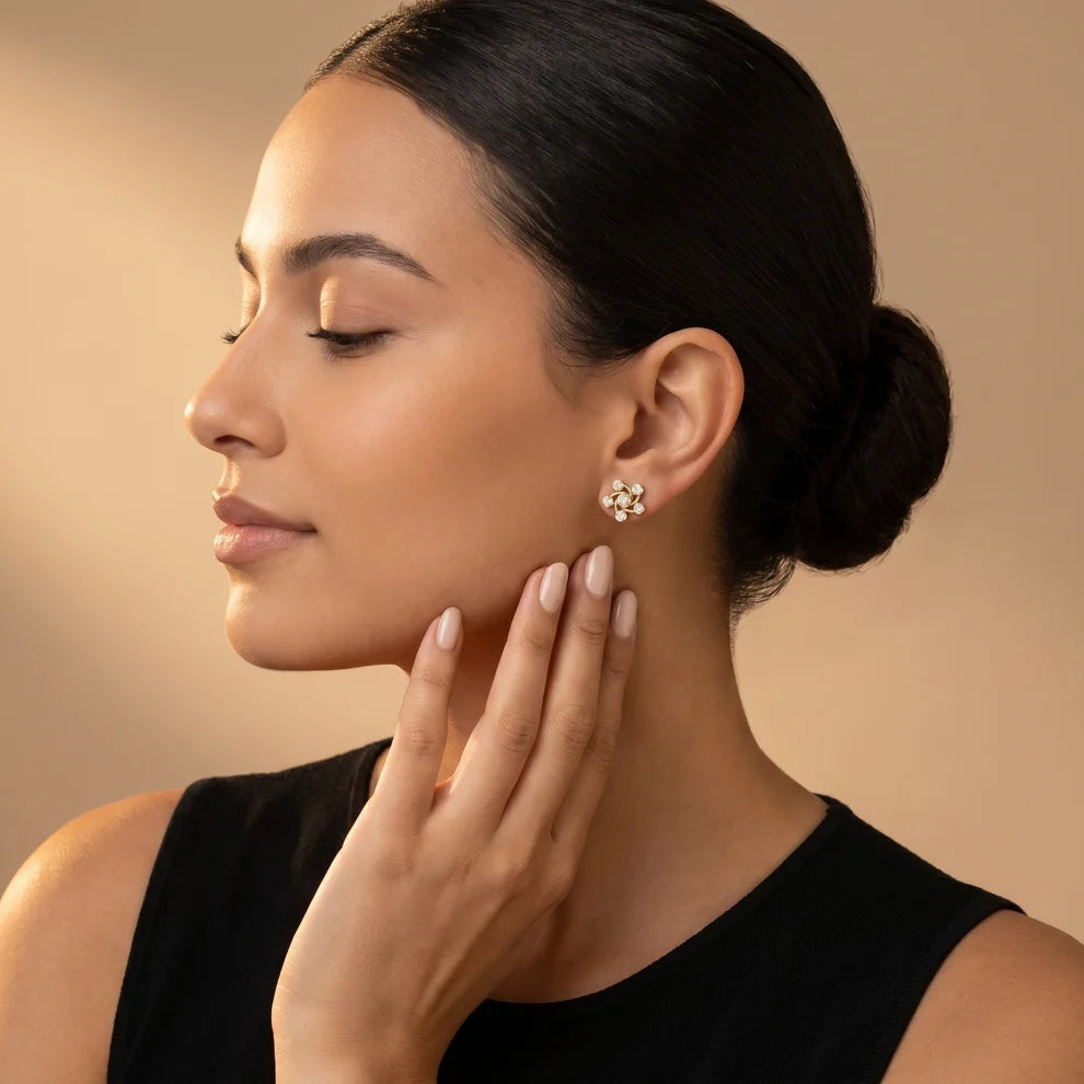 Celestia Pinwheel Round Diamond Earrings