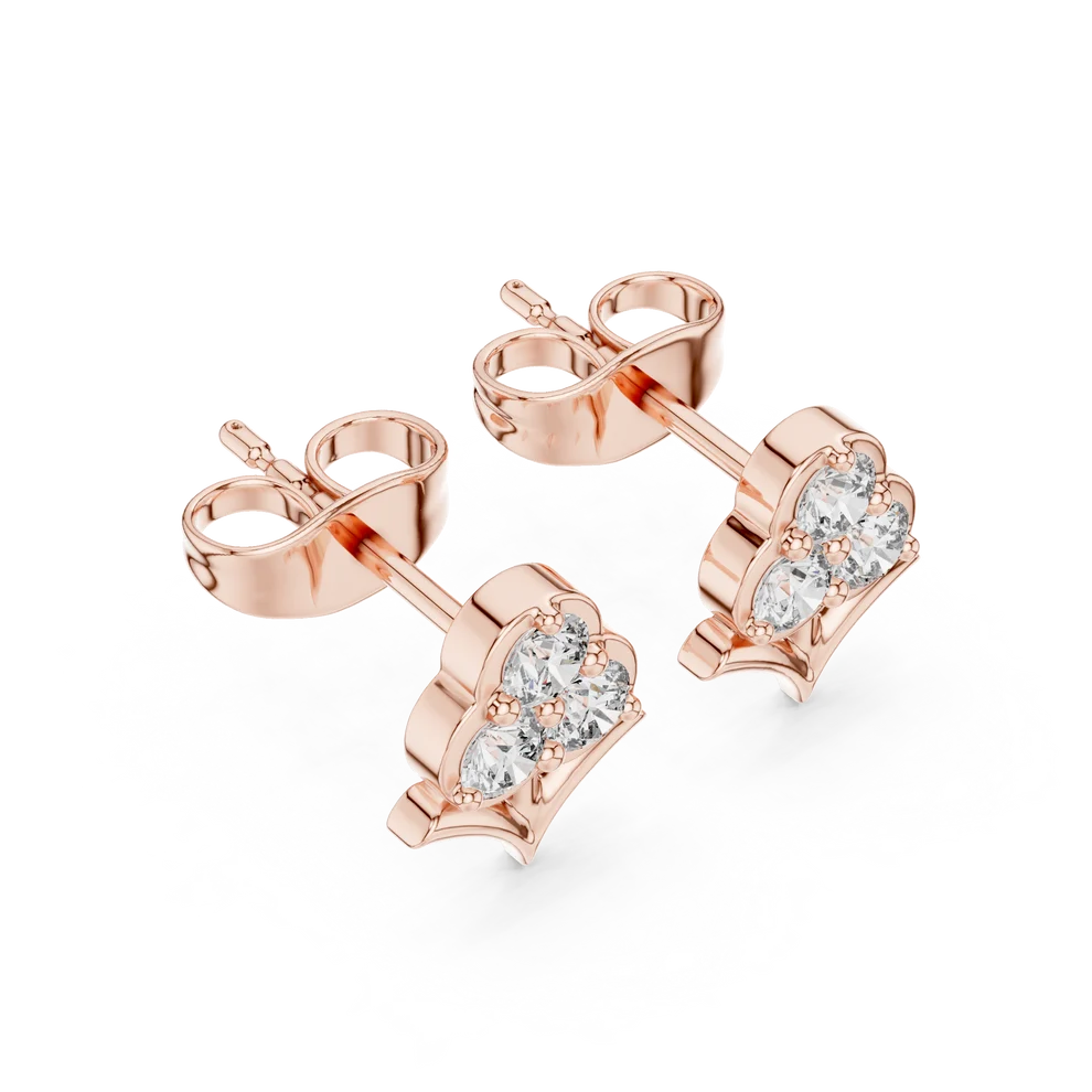 Fleur-de-Lis Round Diamond Earrings