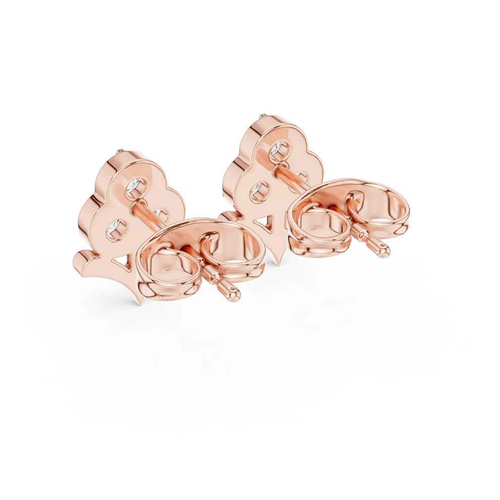 Fleur-de-Lis Round Diamond Earrings