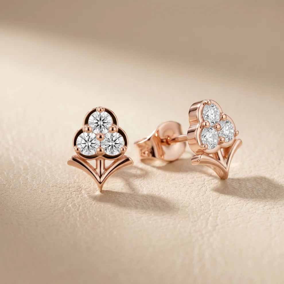 Fleur-de-Lis Round Diamond Earrings