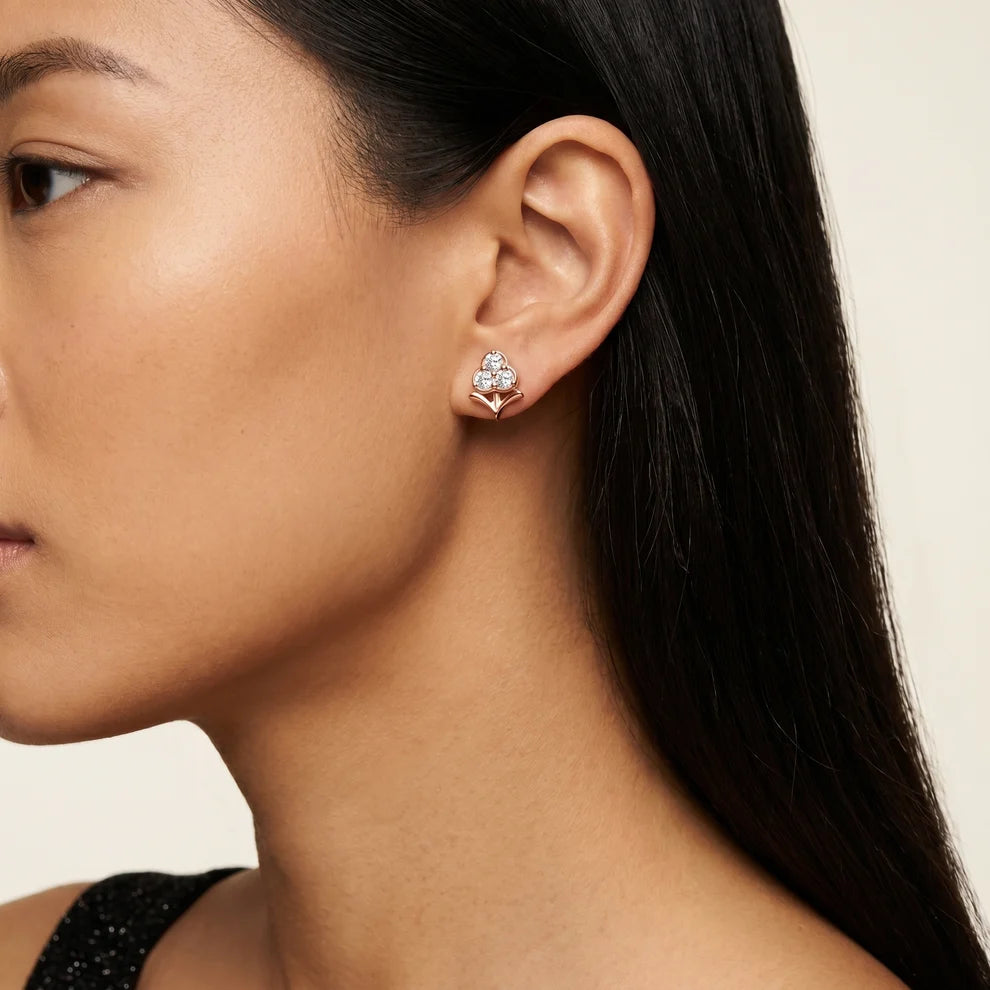 Fleur-de-Lis Round Diamond Earrings