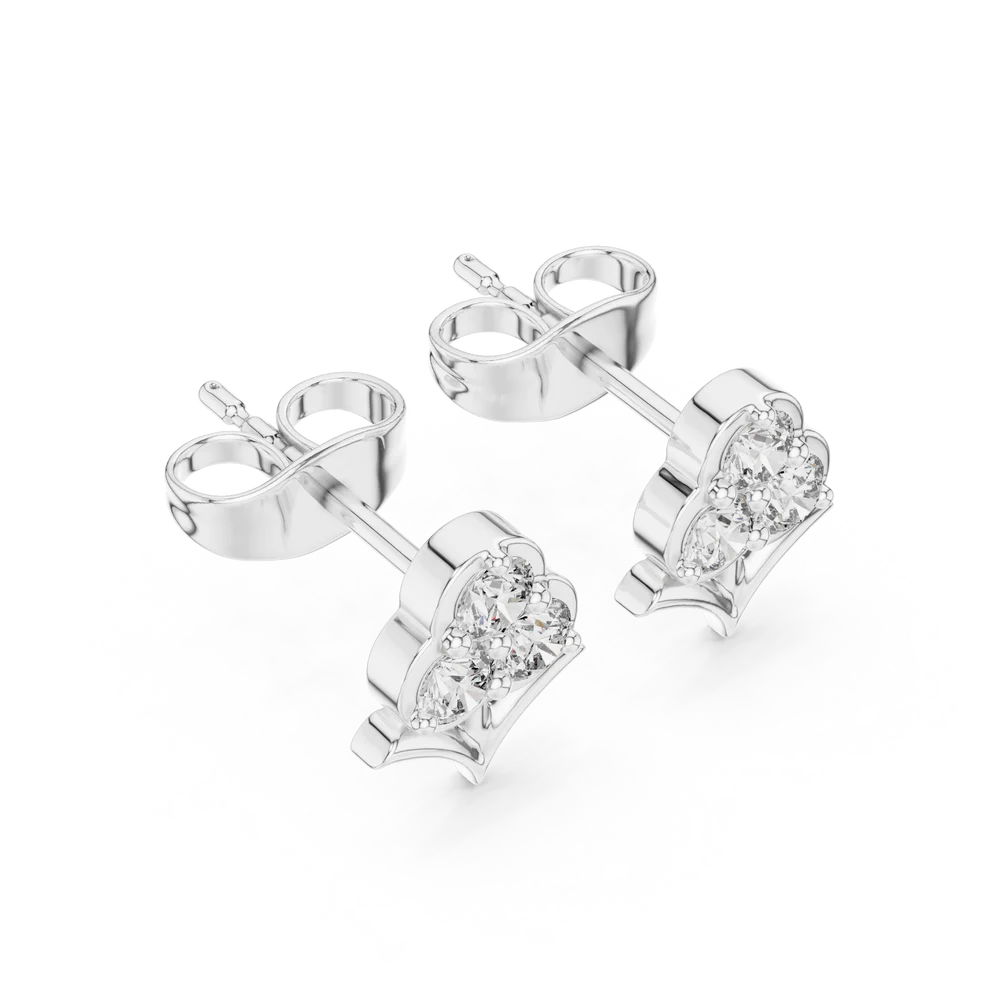 Fleur-de-Lis Round Diamond Earrings