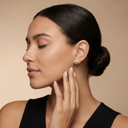 Fleur-de-Lis Round Diamond Earrings