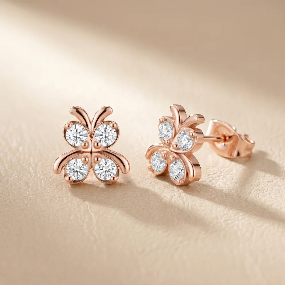 Astra Wing Round Diamond Earrings