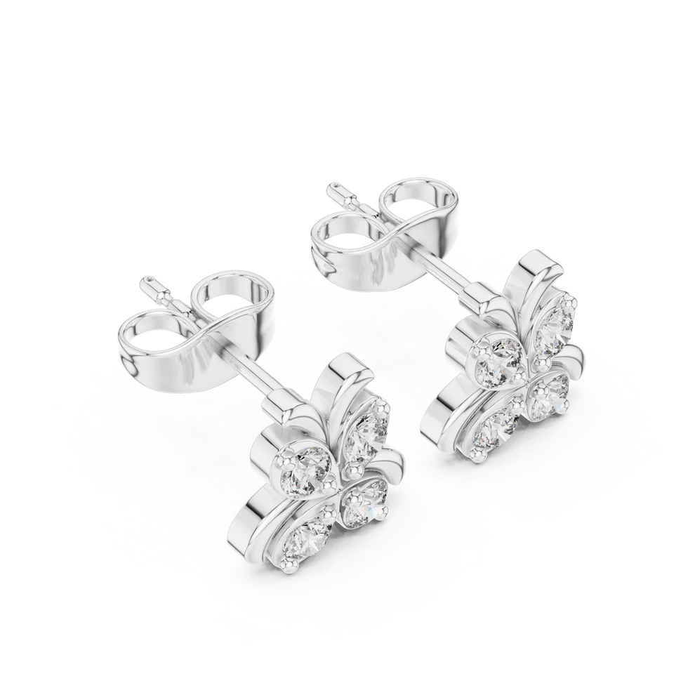 Astra Wing Round Diamond Earrings