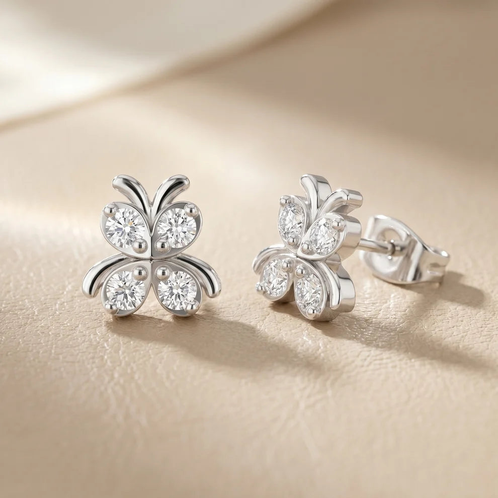 Astra Wing Round Diamond Earrings