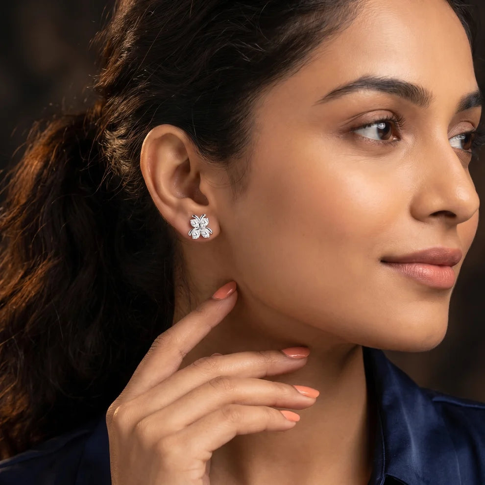 Astra Wing Round Diamond Earrings