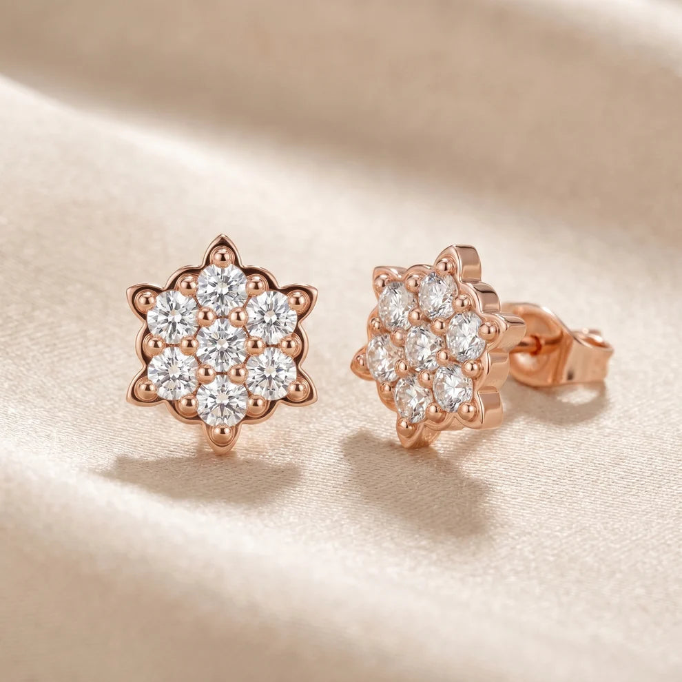 Solstice Bloom Round Diamond Earrings