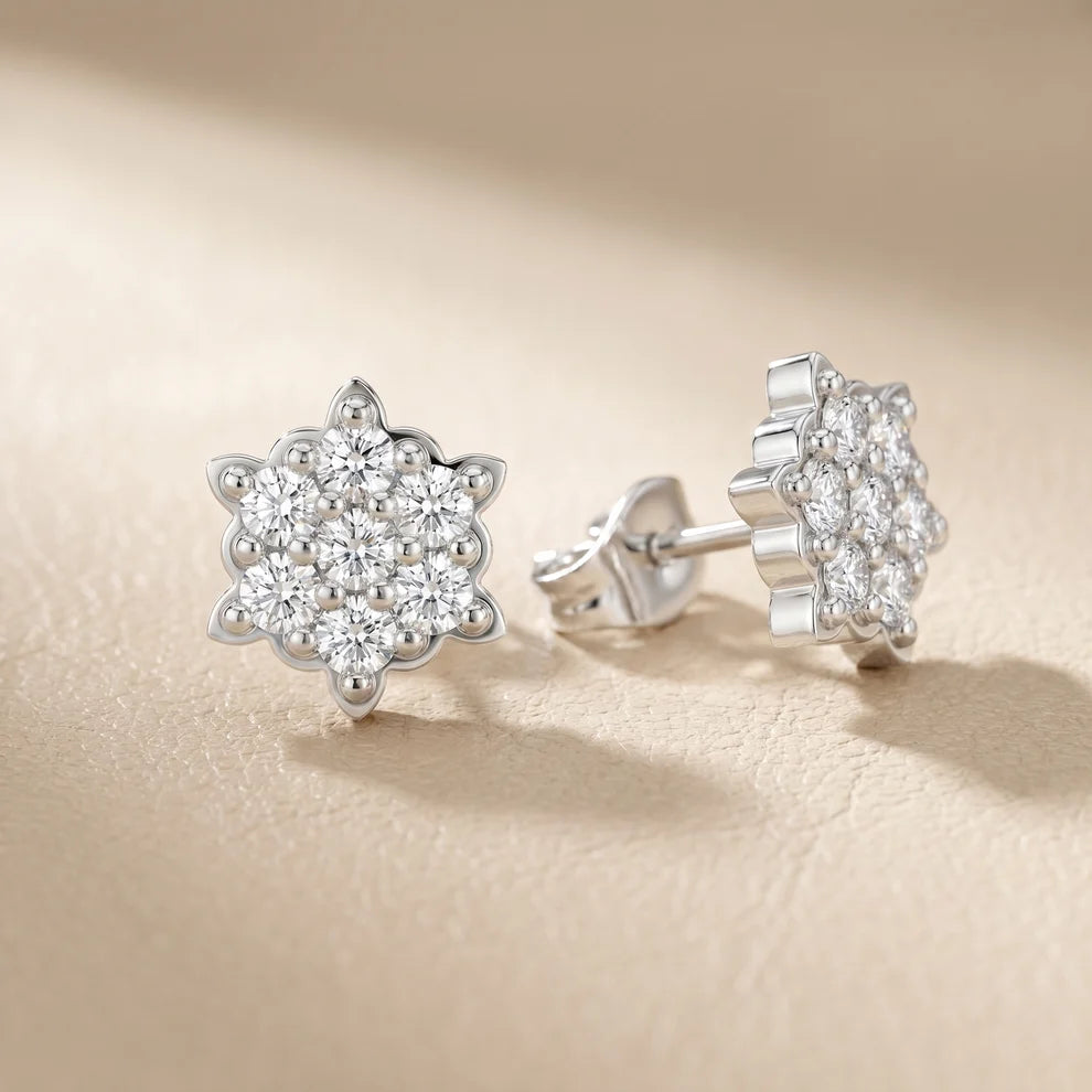 Solstice Bloom Round Diamond Earrings