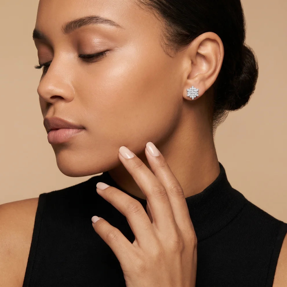 Solstice Bloom Round Diamond Earrings
