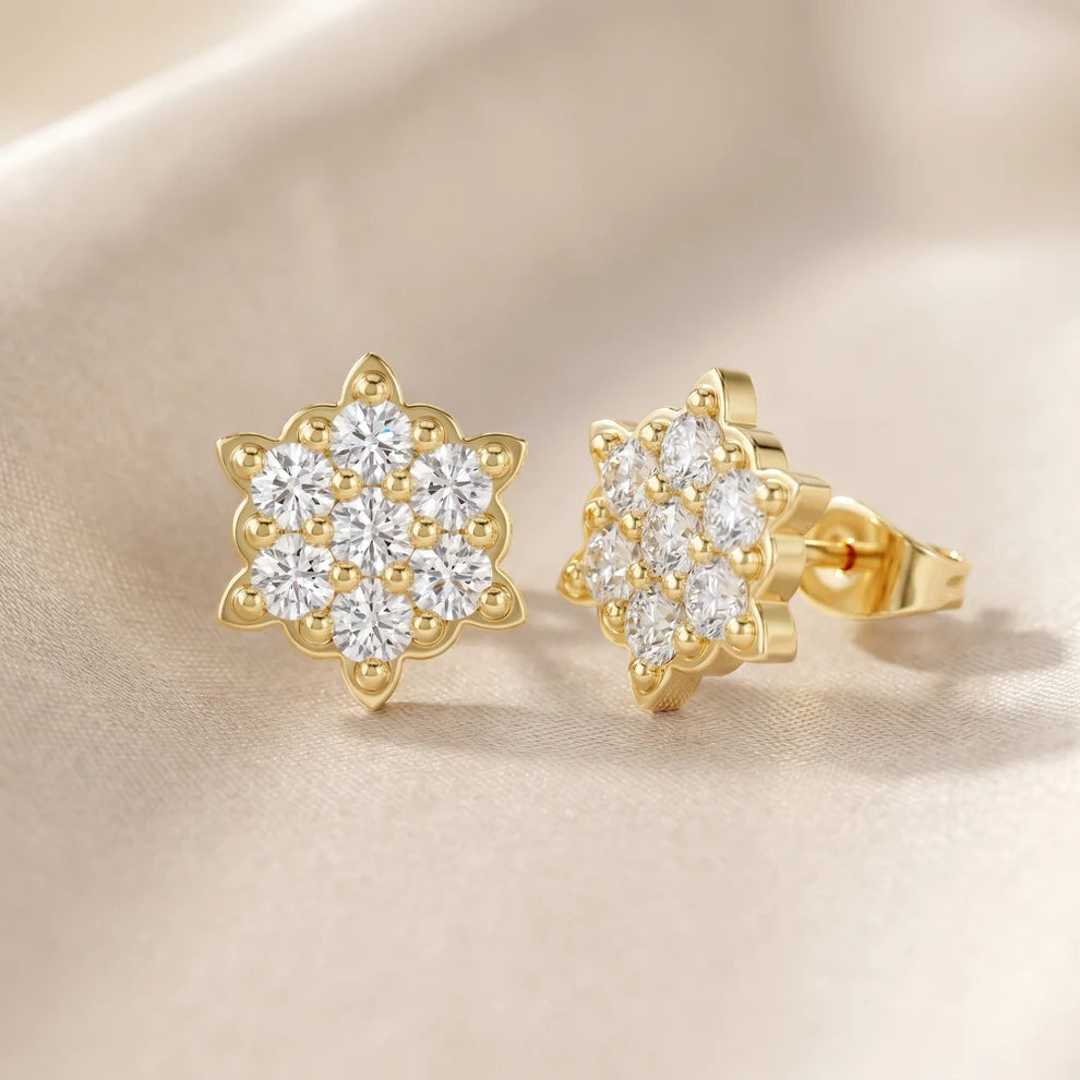 Solstice Bloom Round Diamond Earrings