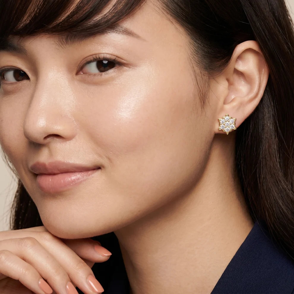Solstice Bloom Round Diamond Earrings