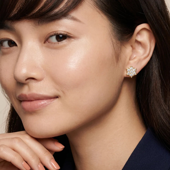 Solstice Bloom Round Diamond Earrings