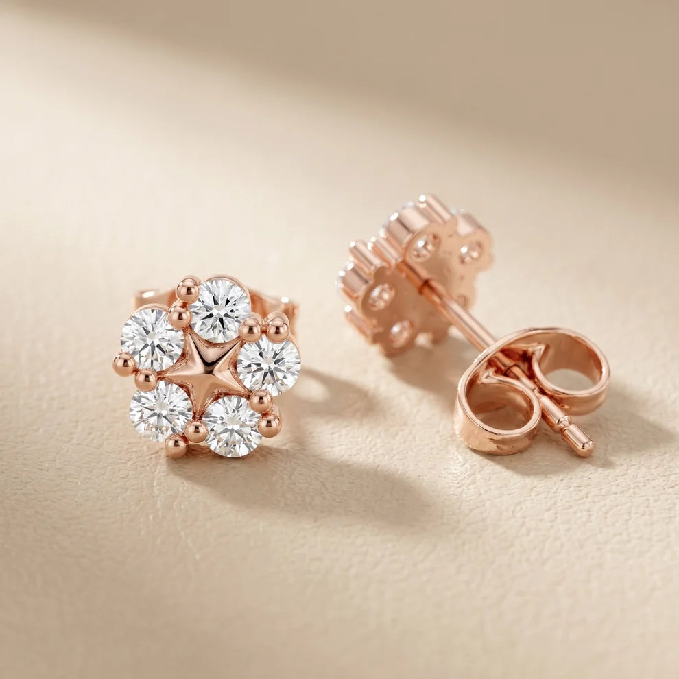 Stella Bloom Round Diamond Earrings
