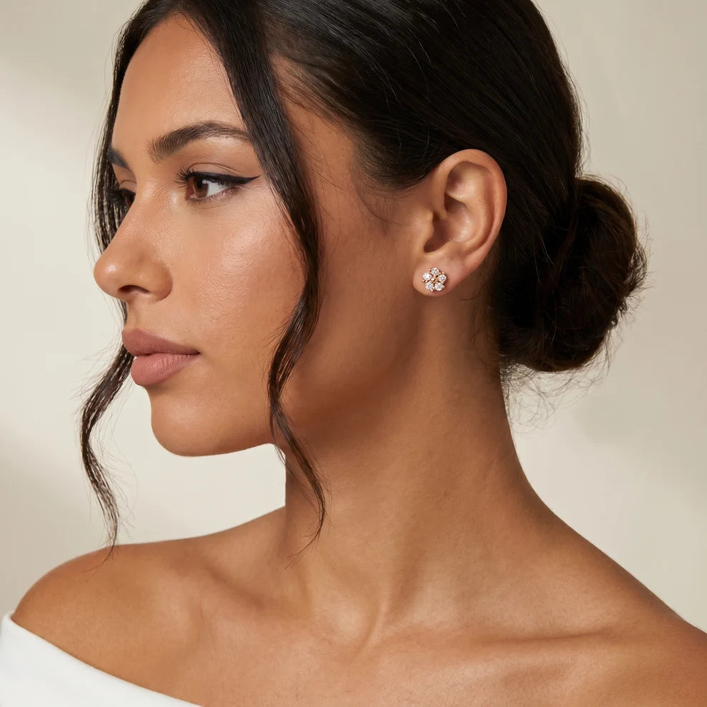 Stella Bloom Round Diamond Earrings