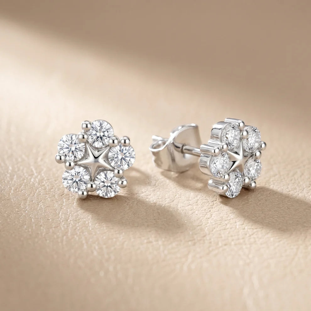 Stella Bloom Round Diamond Earrings