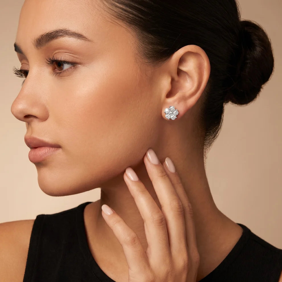 Stella Bloom Round Diamond Earrings