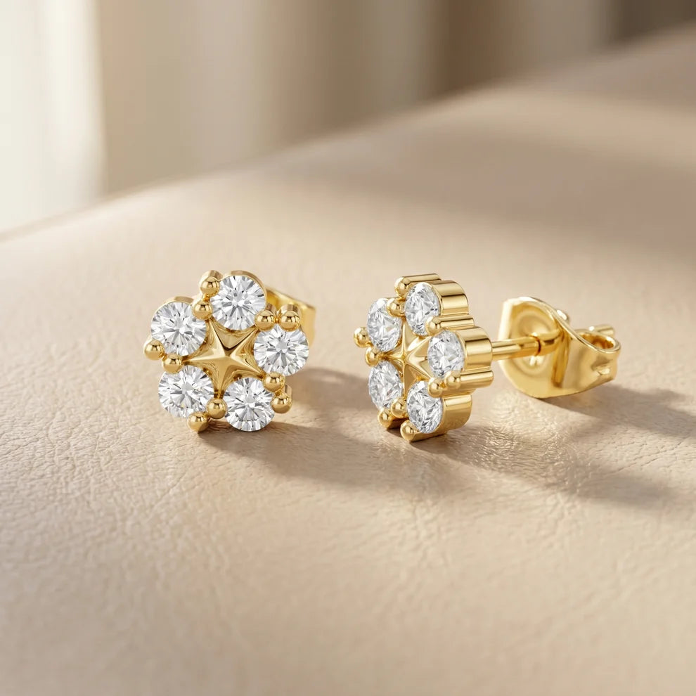 Stella Bloom Round Diamond Earrings