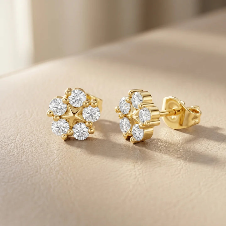 Stella Bloom Round Diamond Earrings