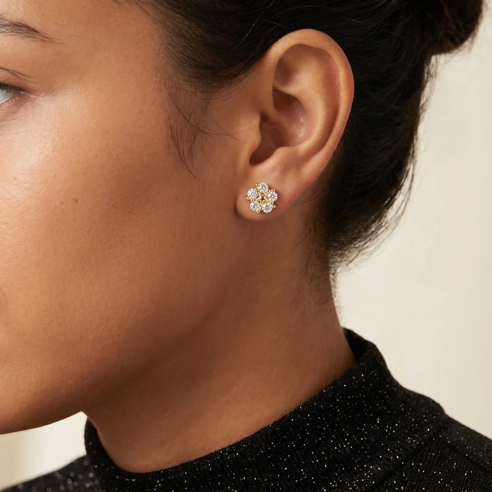 Stella Bloom Round Diamond Earrings