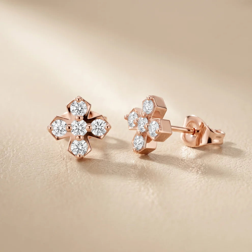 5-Stone Round Diamond Clove Earrings