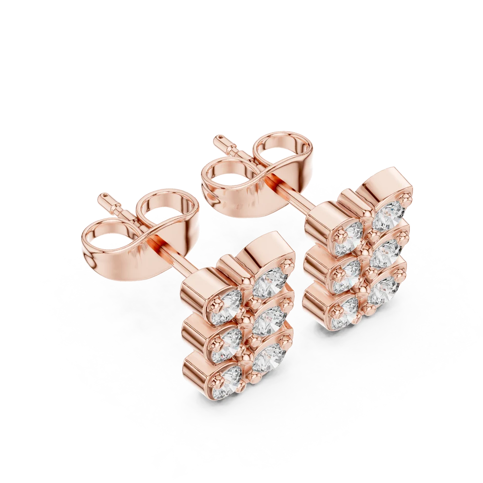Verona Scallop Round Diamond Earrings